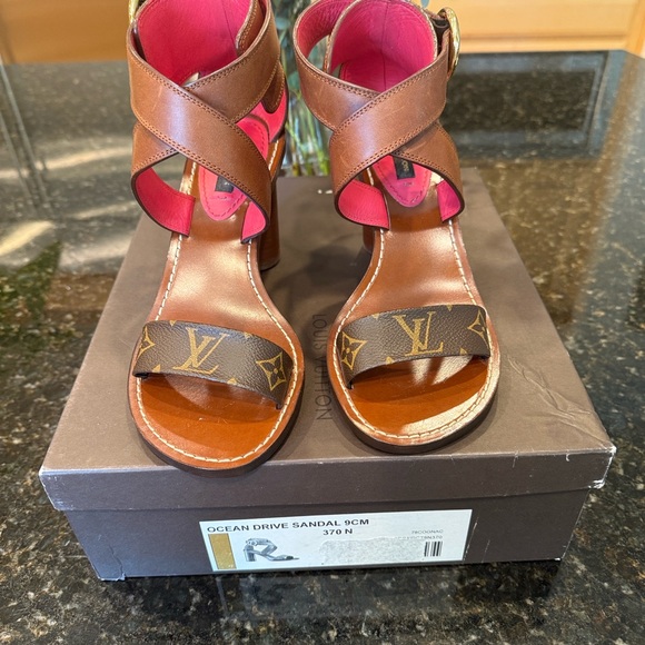 Louis Vuitton Brown and Pink Ocean Drive Sandals - Picture 1 of 5
